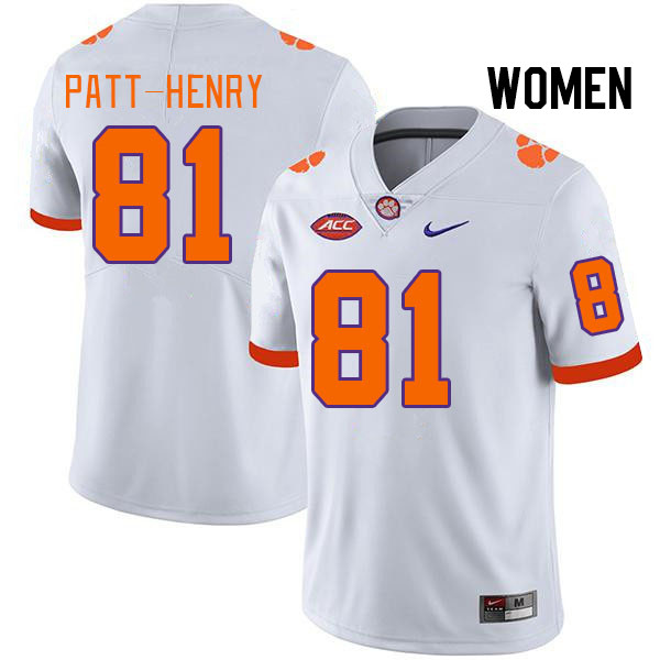 Women's Clemson Tigers Olsen Patt-Henry #81 College White NCAA Authentic Football Stitched Jersey 23HT30AW